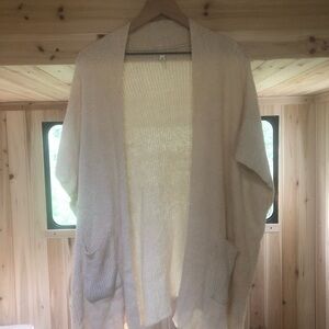 Cozy Cream Knit Open-Front Flowy Sweater Cardigan